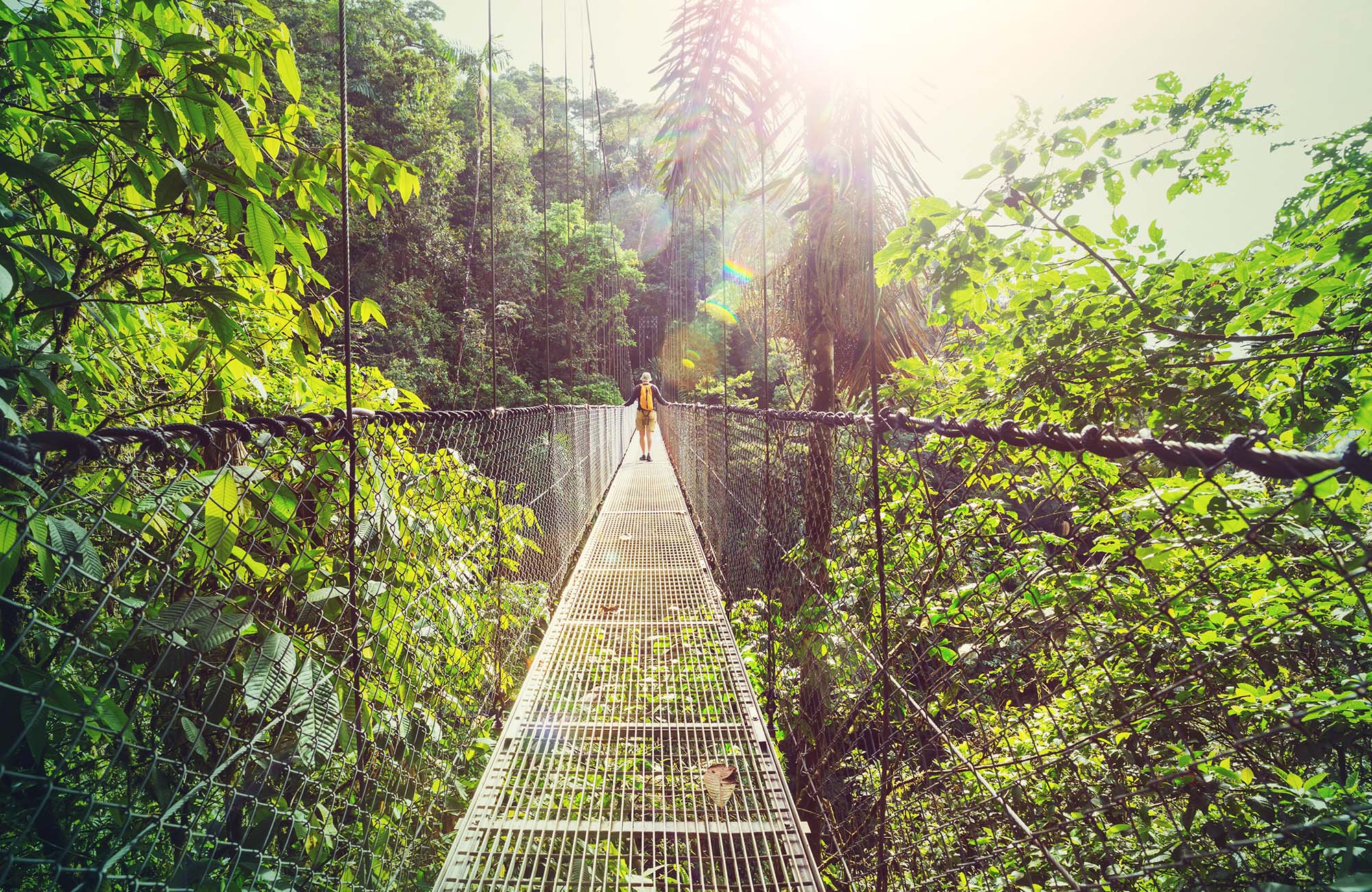 man på en hängbro i Monteverde, Costa Rica | KILROY