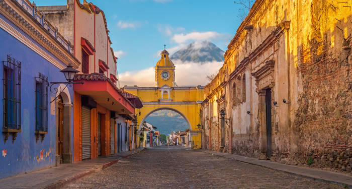 Guatemala Antigua City Main Street
