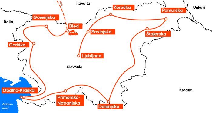 Slovenian road trip kartalla