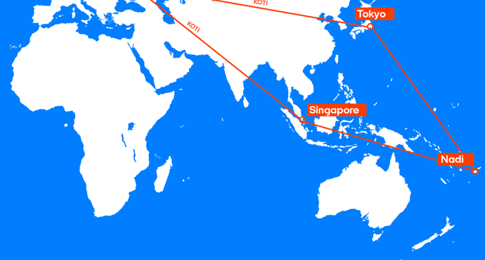 Japan Fiji Singapore Honeymoon Map