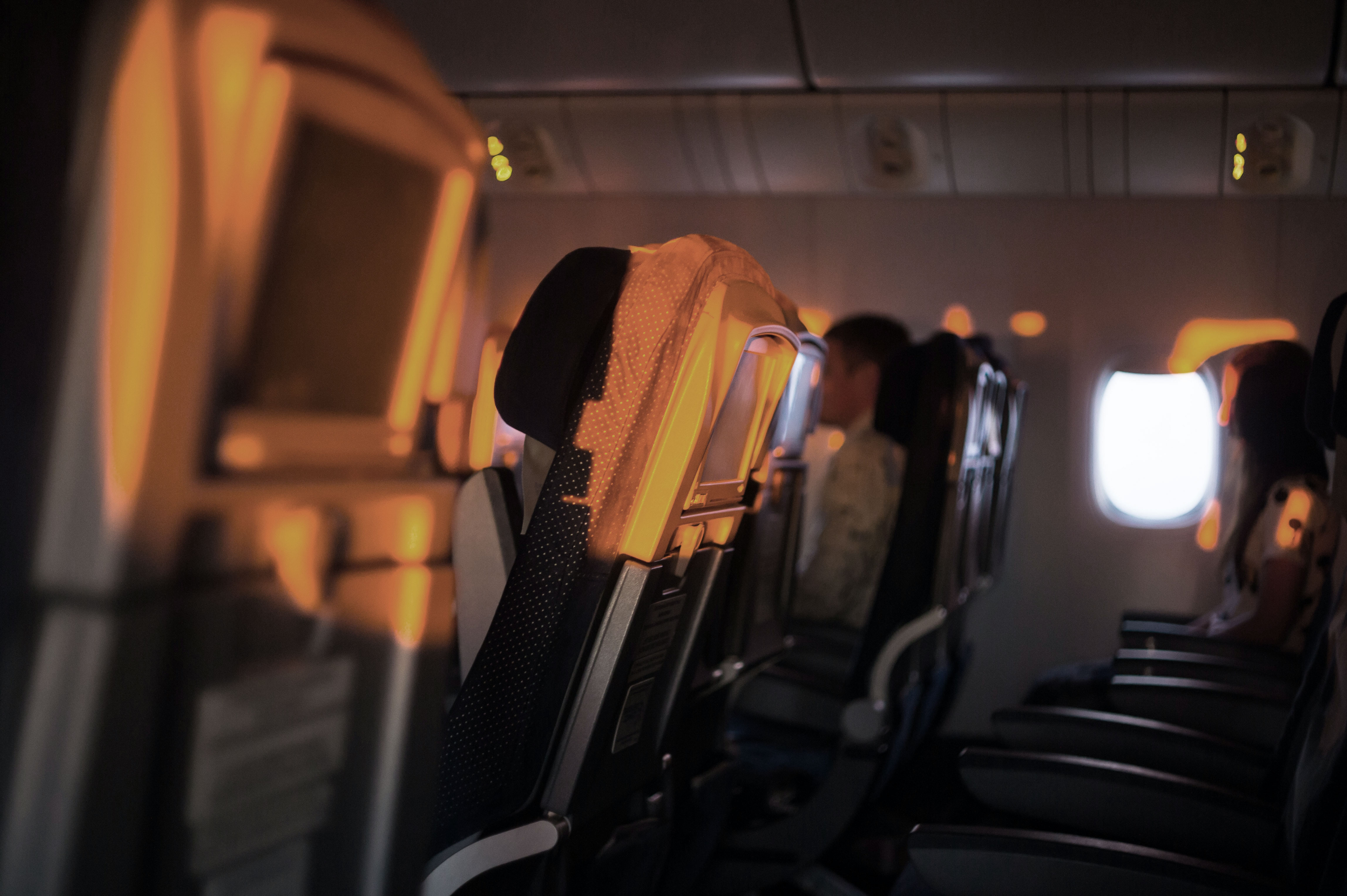 Inside Of An Airplane At Sunset