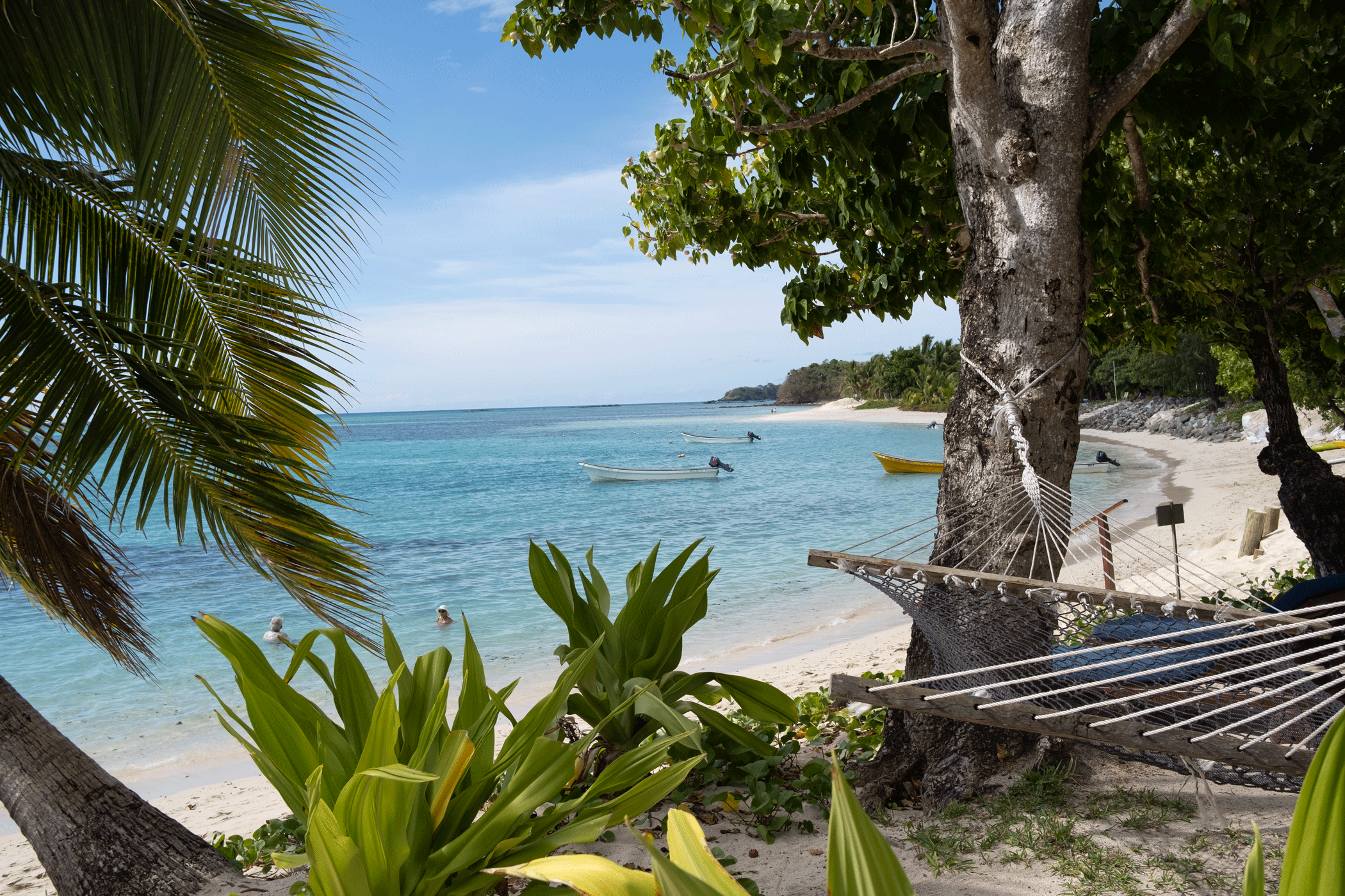 Quiet Beach With Hammocks In Fiji