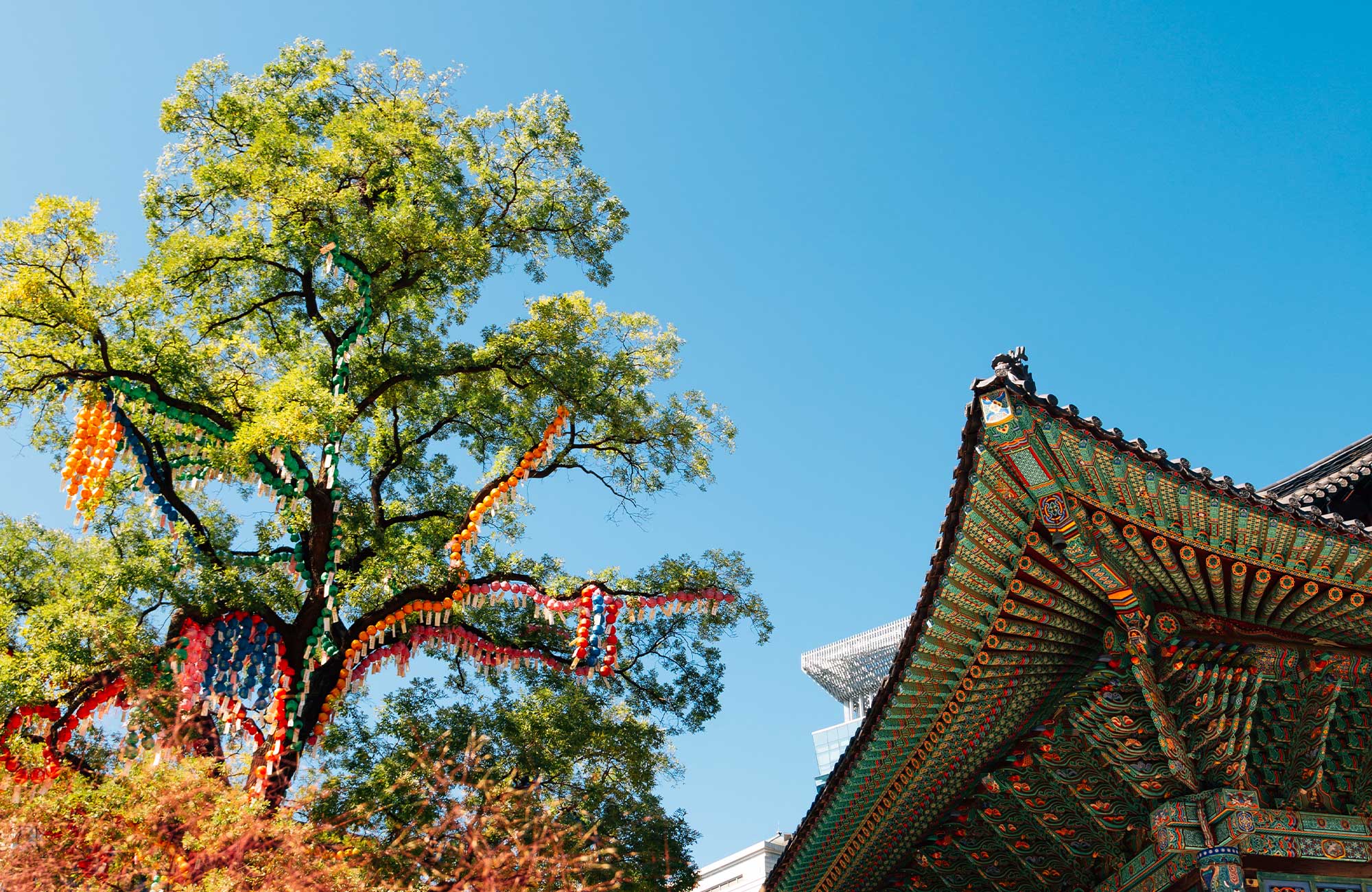 South Korea Seoul Sky And Temple