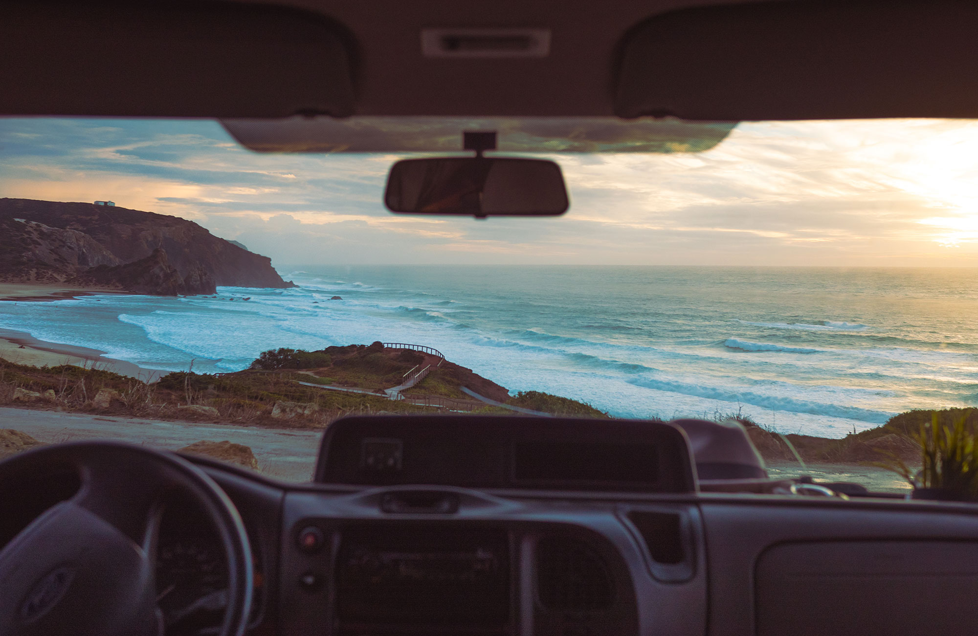 Portugal View Over Ocean From Campervan